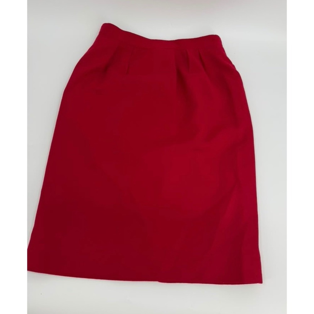 Woolmark Pencil Skirt Classic 90s Women Size 8 Red 100% Wool Made in USA Vintage